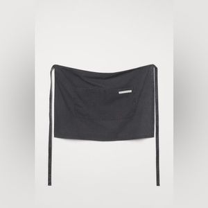 H&M SHORT COTTON APRON DARK GRAY CANVAS